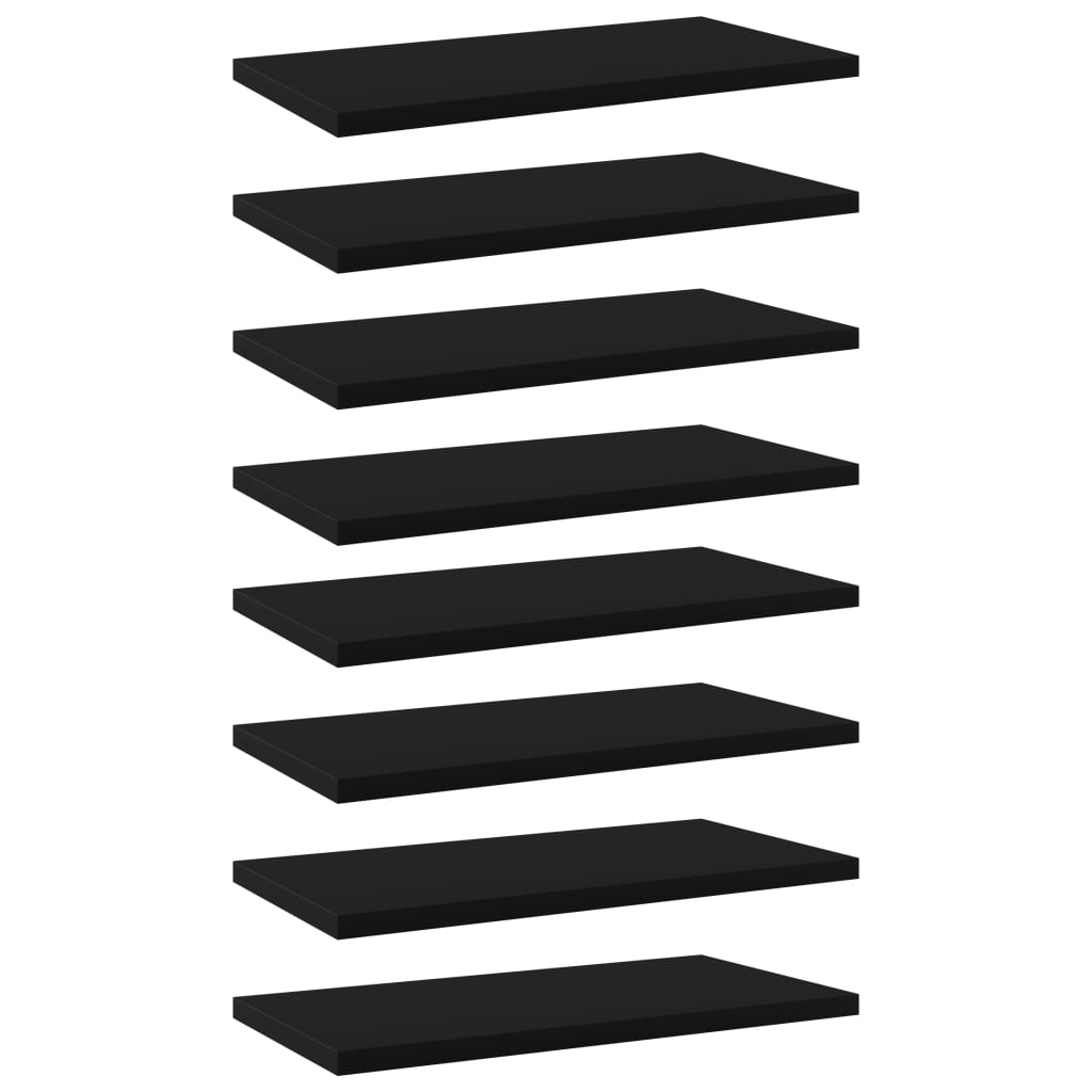Bücherregal-Bretter 8 Stk. Schwarz 40x20x1,5 cm Holzwerkstoff