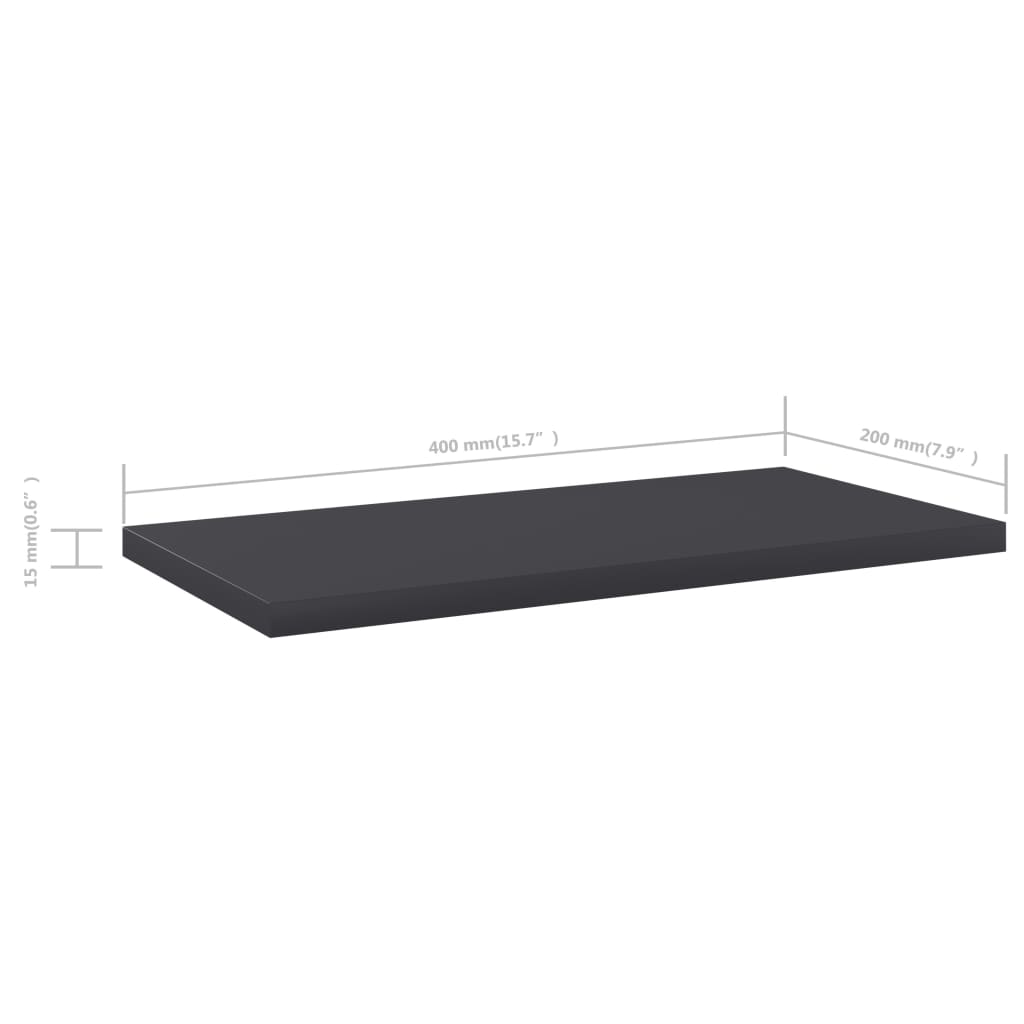 Bücherregal-Bretter 4 Stk. Grau 40x20x1,5 cm Holzwerkstoff