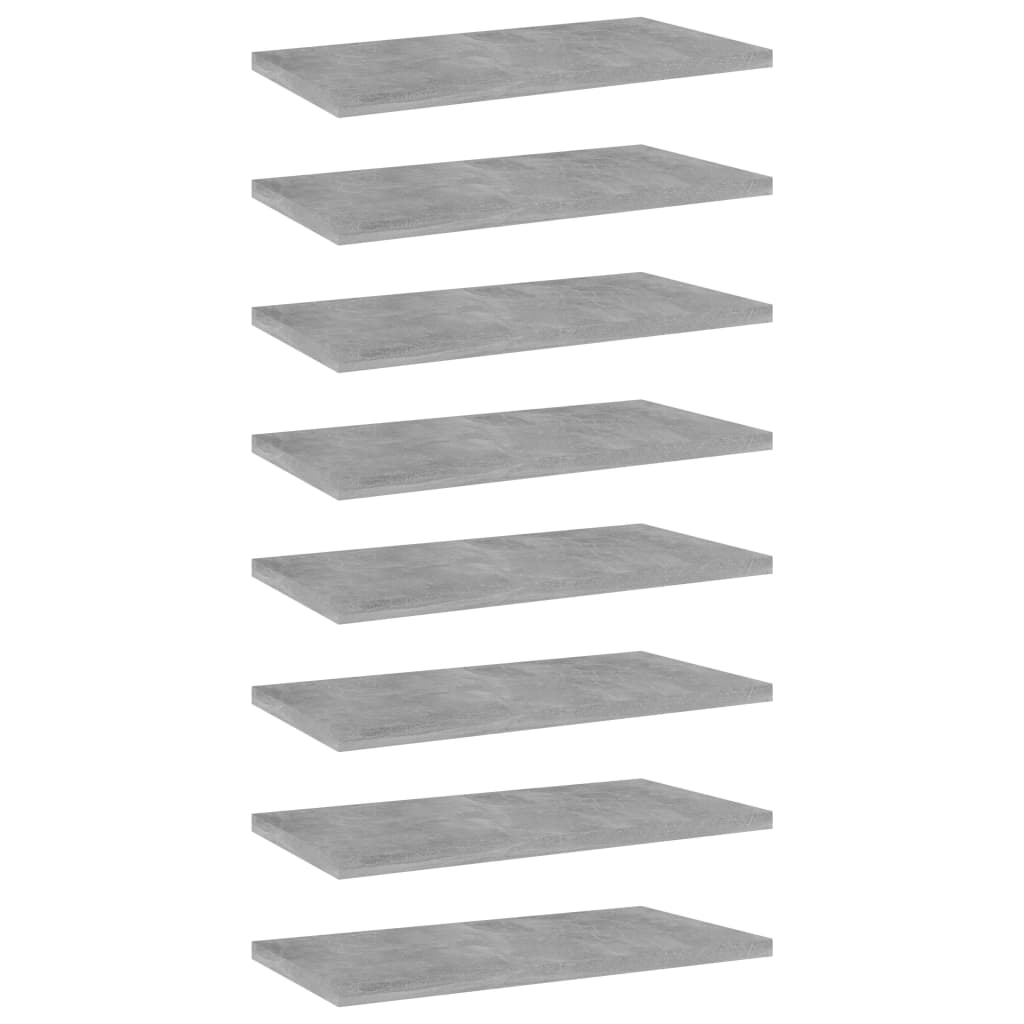 Bücherregal-Bretter 8 Stk. Betongrau 40x20x1,5 cm Holzwerkstoff