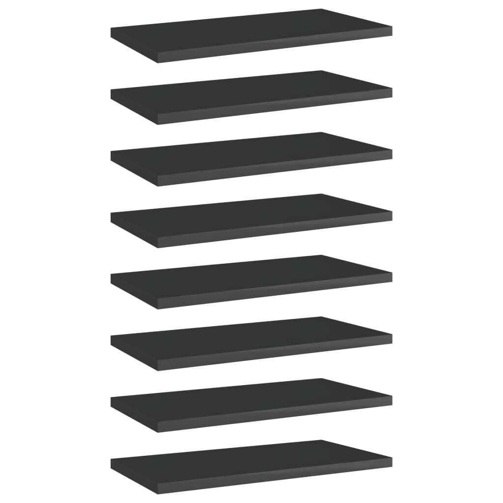 Bücherregal-Bretter 8 Stk. Hochglanz-Schwarz 40x20x1,5 cm