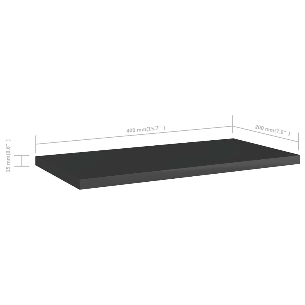 Bücherregal-Bretter 8 Stk. Hochglanz-Schwarz 40x20x1,5 cm