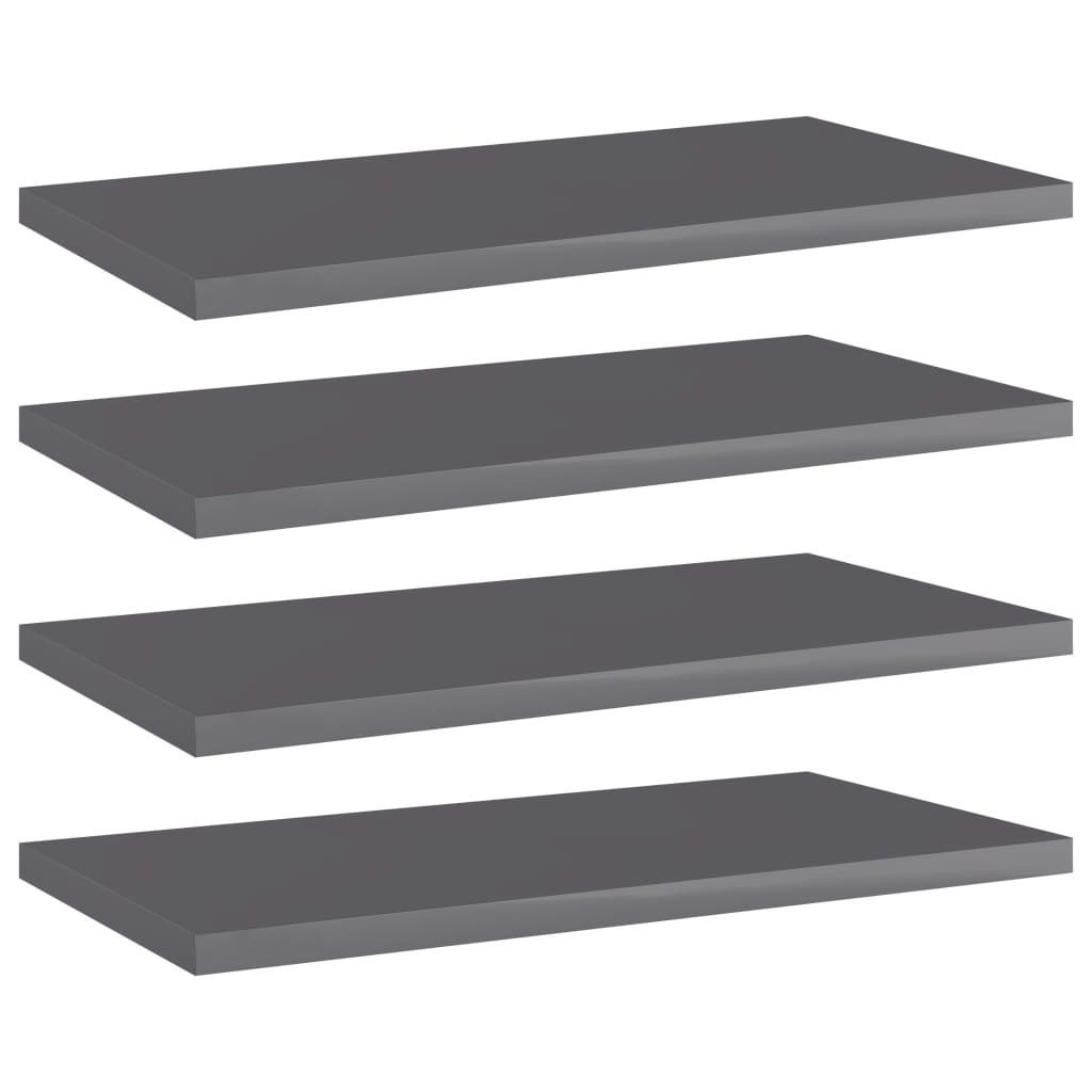 Bücherregal-Bretter 4 Stk. Hochglanz-Grau 40x20x1,5 cm