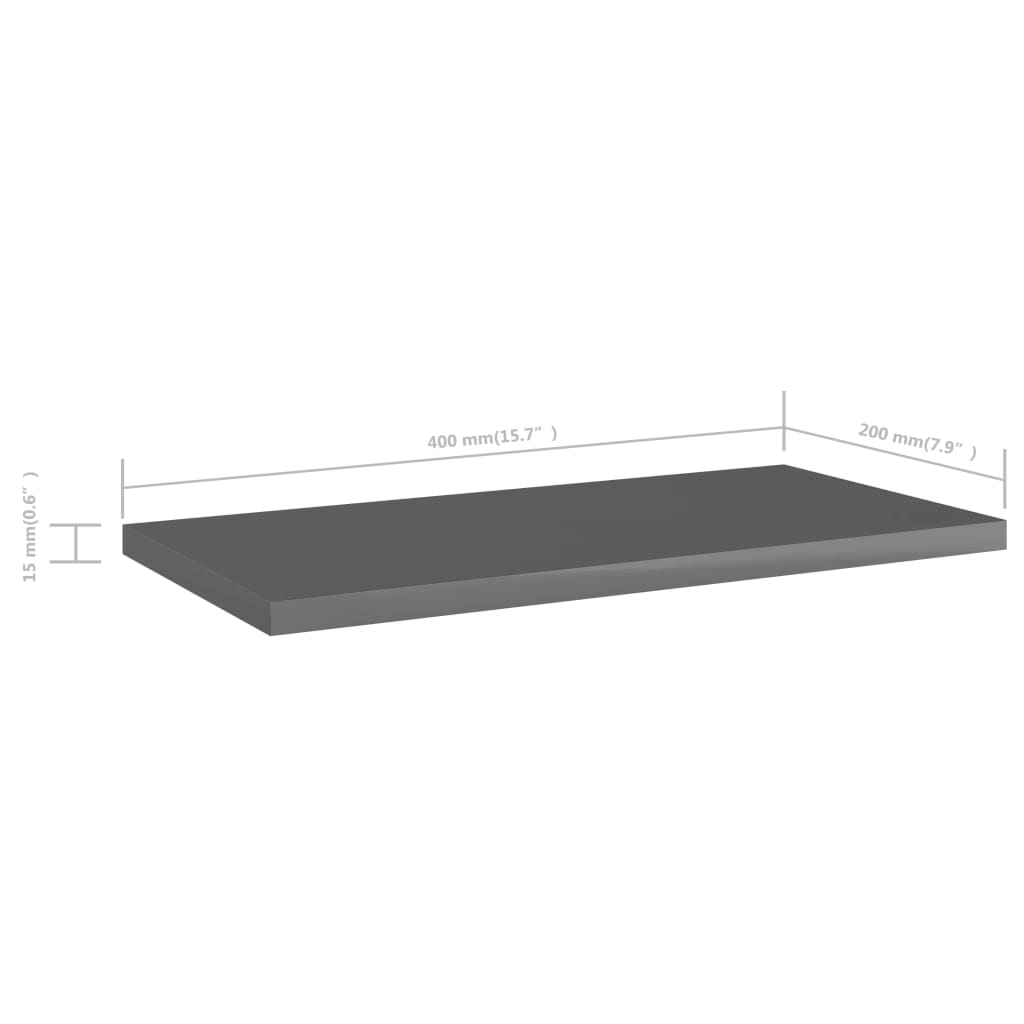 Bücherregal-Bretter 4 Stk. Hochglanz-Grau 40x20x1,5 cm