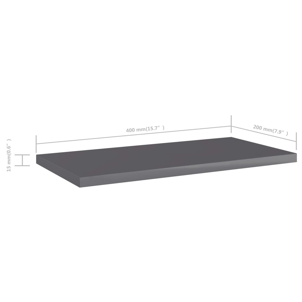 Bücherregal-Bretter 8 Stk. Hochglanz-Grau 40x20x1,5 cm