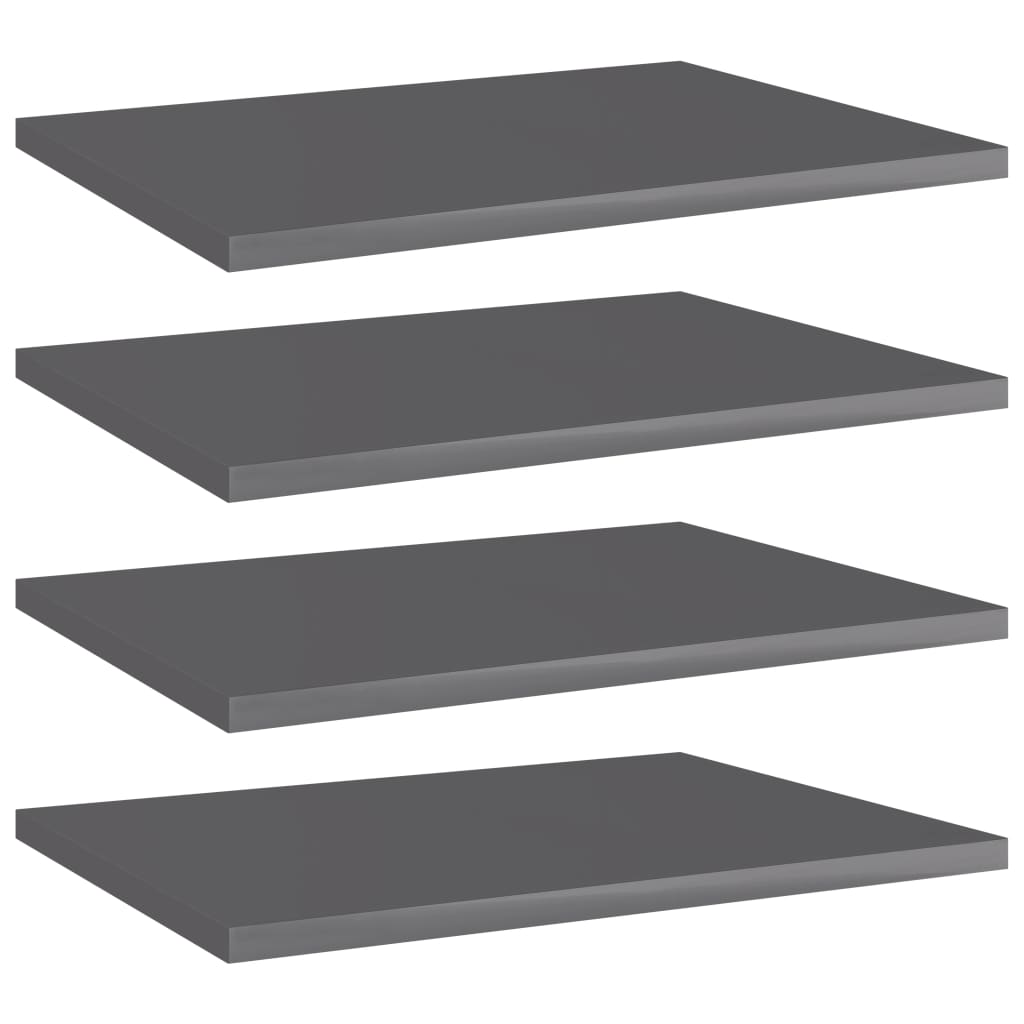 Bücherregal-Bretter 4 Stk. Hochglanz-Grau 40x30x1,5 cm