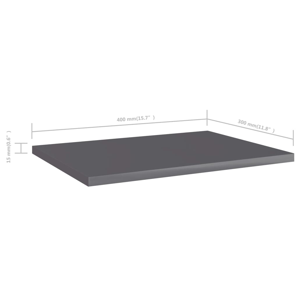 Bücherregal-Bretter 4 Stk. Hochglanz-Grau 40x30x1,5 cm