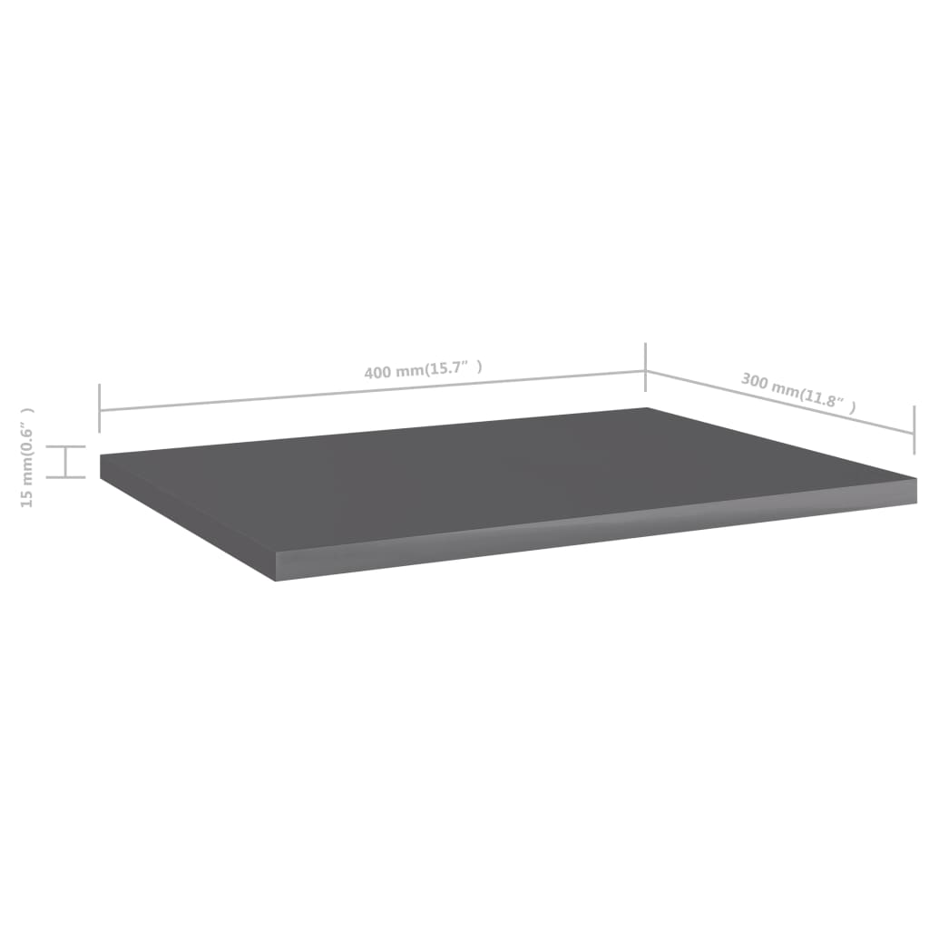 Bücherregal-Bretter 8 Stk. Hochglanz-Grau 40x30x1,5 cm
