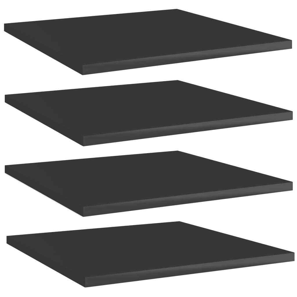 Bücherregal-Bretter 4 Stk. Hochglanz-Schwarz 40x40x1,5 cm