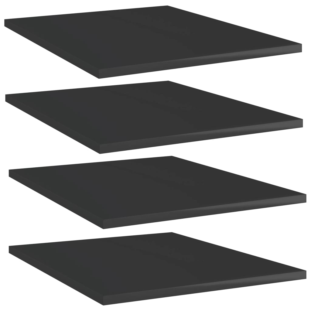 Bücherregal-Bretter 4 Stk. Hochglanz-Schwarz 40x50x1,5 cm