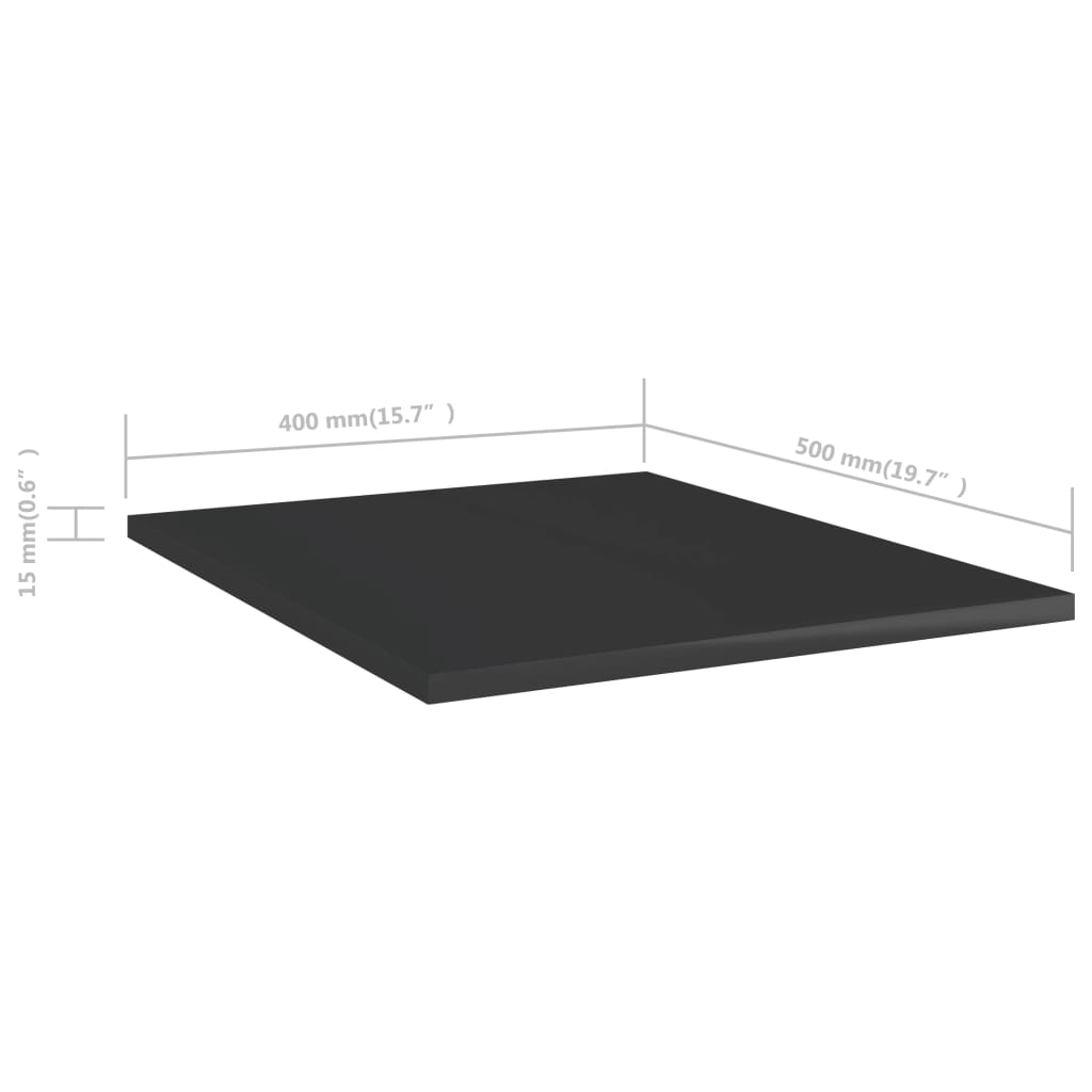 Bücherregal-Bretter 4 Stk. Hochglanz-Schwarz 40x50x1,5 cm