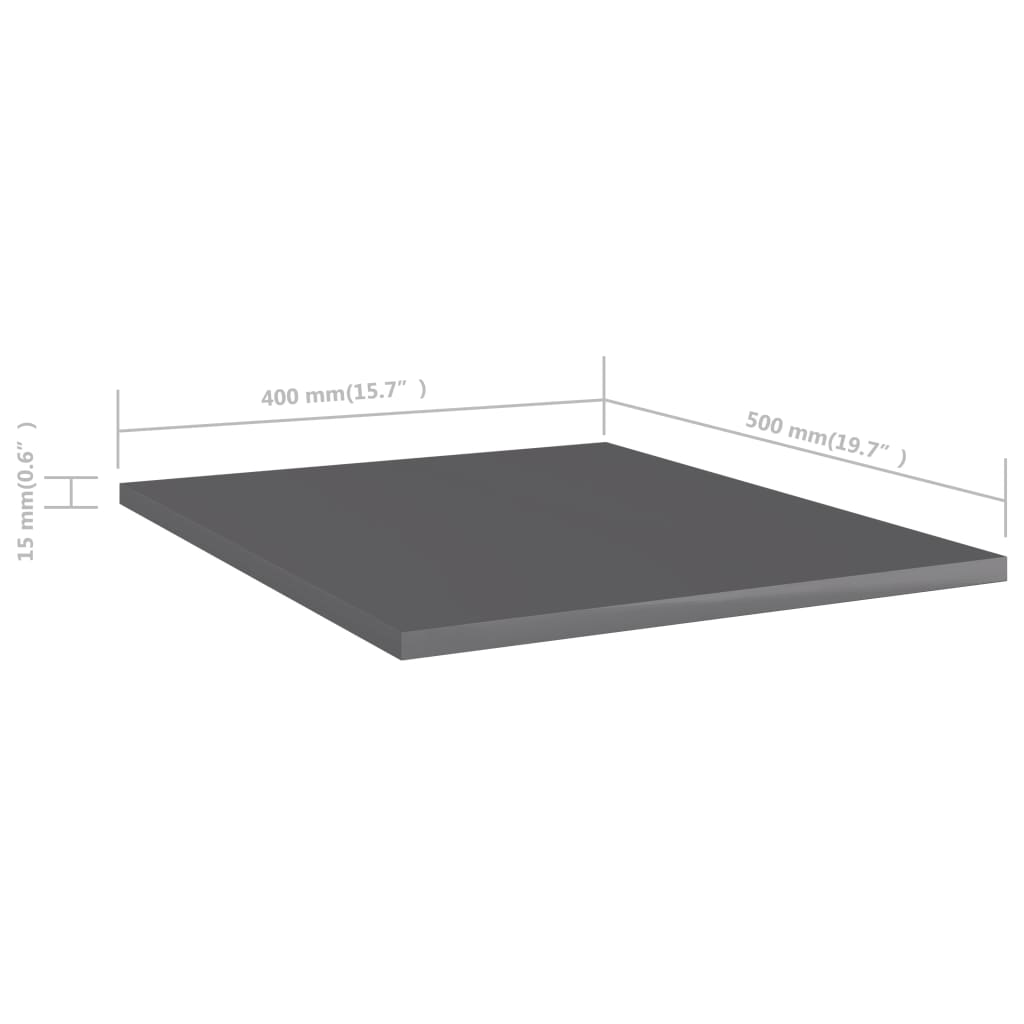 Bücherregal-Bretter 8 Stk. Hochglanz-Grau 40x50x1,5 cm