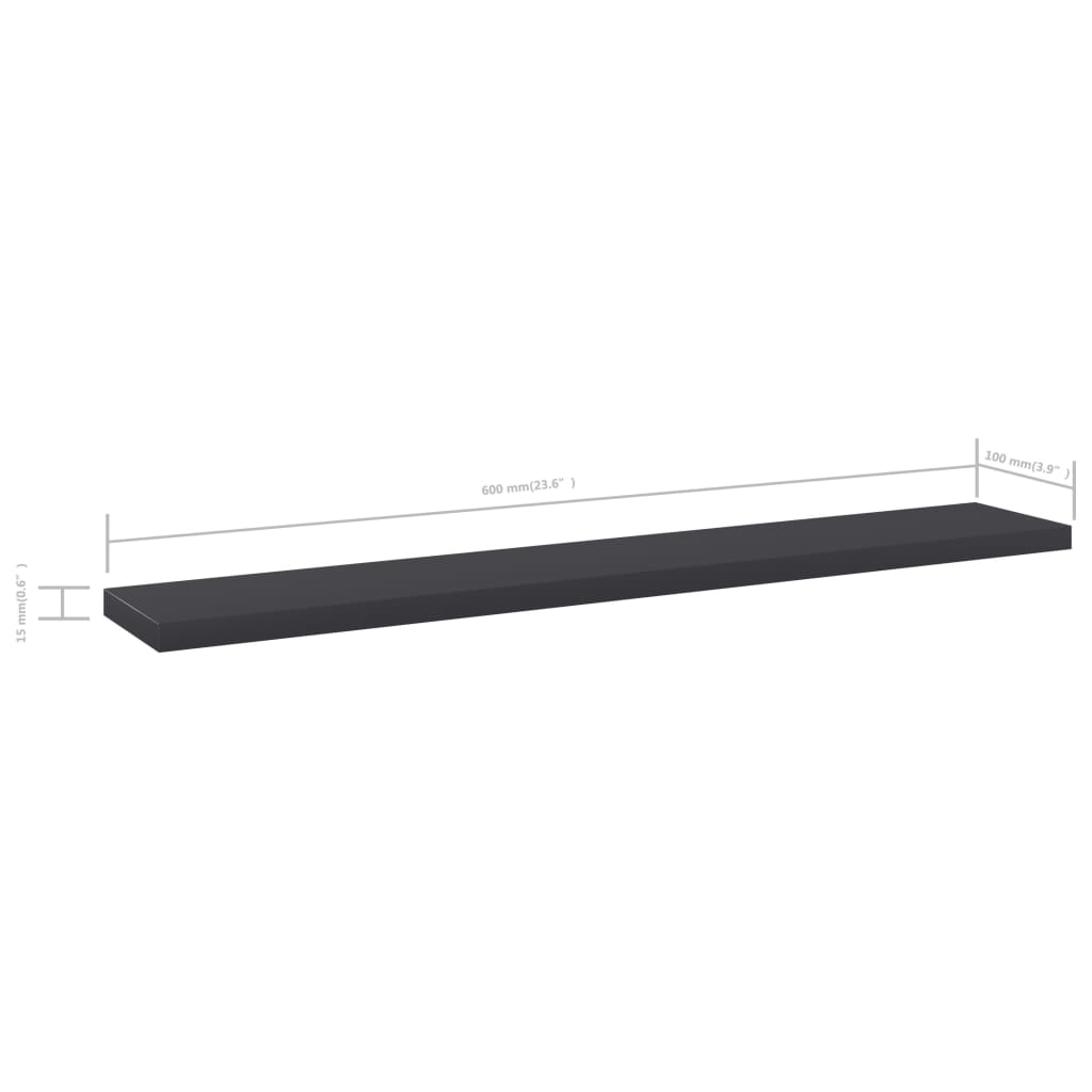 Bücherregal-Bretter 4 Stk. Grau 60x10x1,5 cm Holzwerkstoff