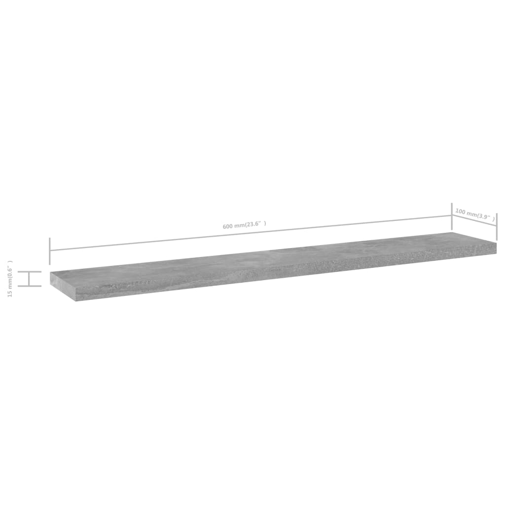 Bücherregal-Bretter 8 Stk. Betongrau 60x10x1,5 cm Holzwerkstoff