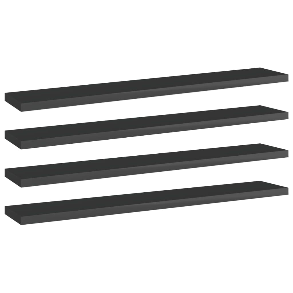 Bücherregal-Bretter 4 Stk. Hochglanz-Schwarz 60x10x1,5 cm