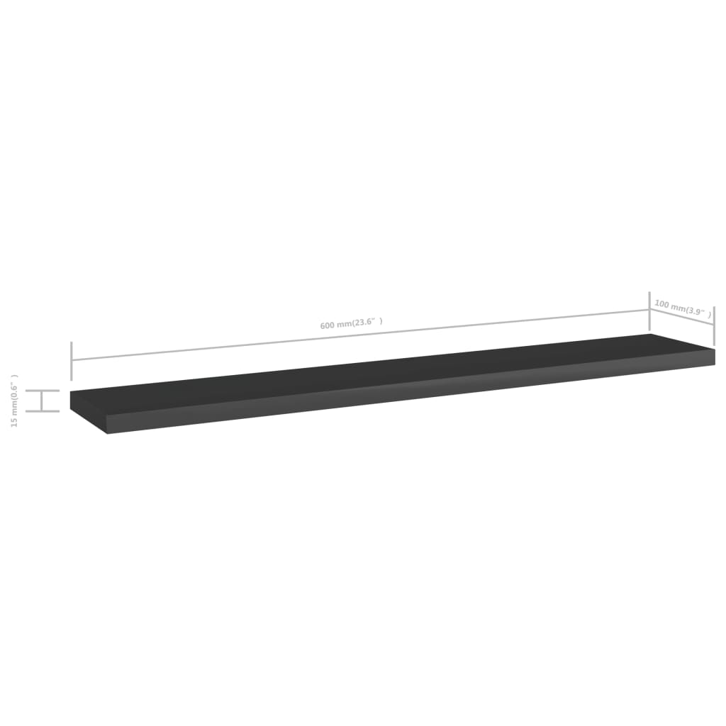 Bücherregal-Bretter 4 Stk. Hochglanz-Schwarz 60x10x1,5 cm