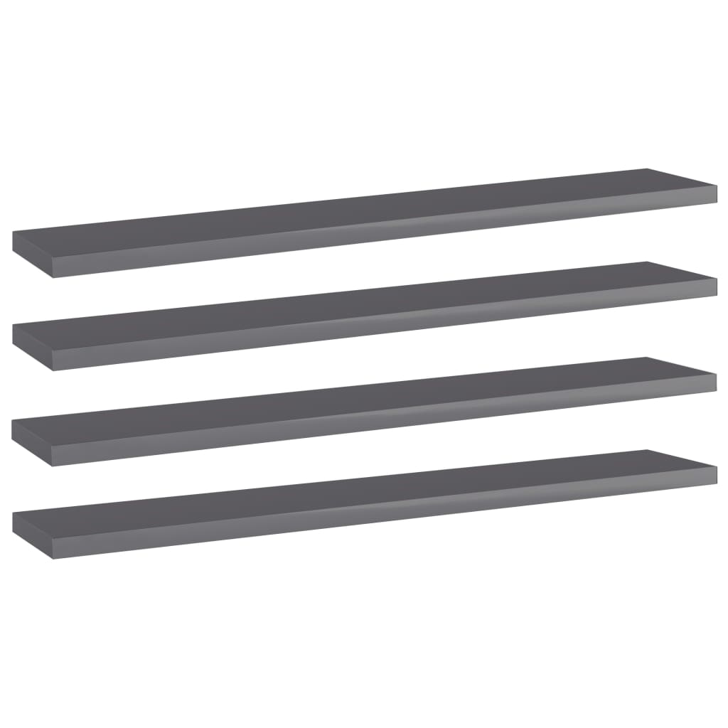 Bücherregal-Bretter 4 Stk. Hochglanz-Grau 60x10x1,5 cm