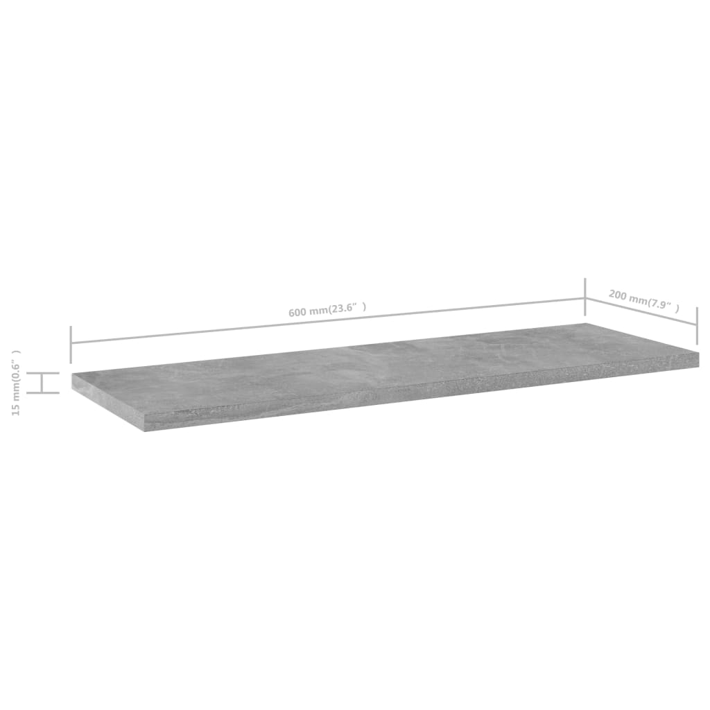 Bücherregal-Bretter 8 Stk. Betongrau 60x20x1,5 cm Holzwerkstoff