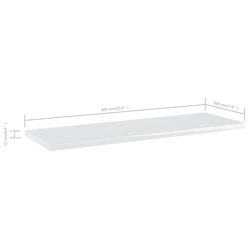 Bücherregal-Bretter 4 Stk. Hochglanz-Weiß 60x20x1,5 cm