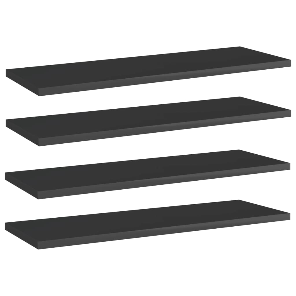 Bücherregal-Bretter 4 Stk. Hochglanz-Schwarz 60x20x1,5 cm