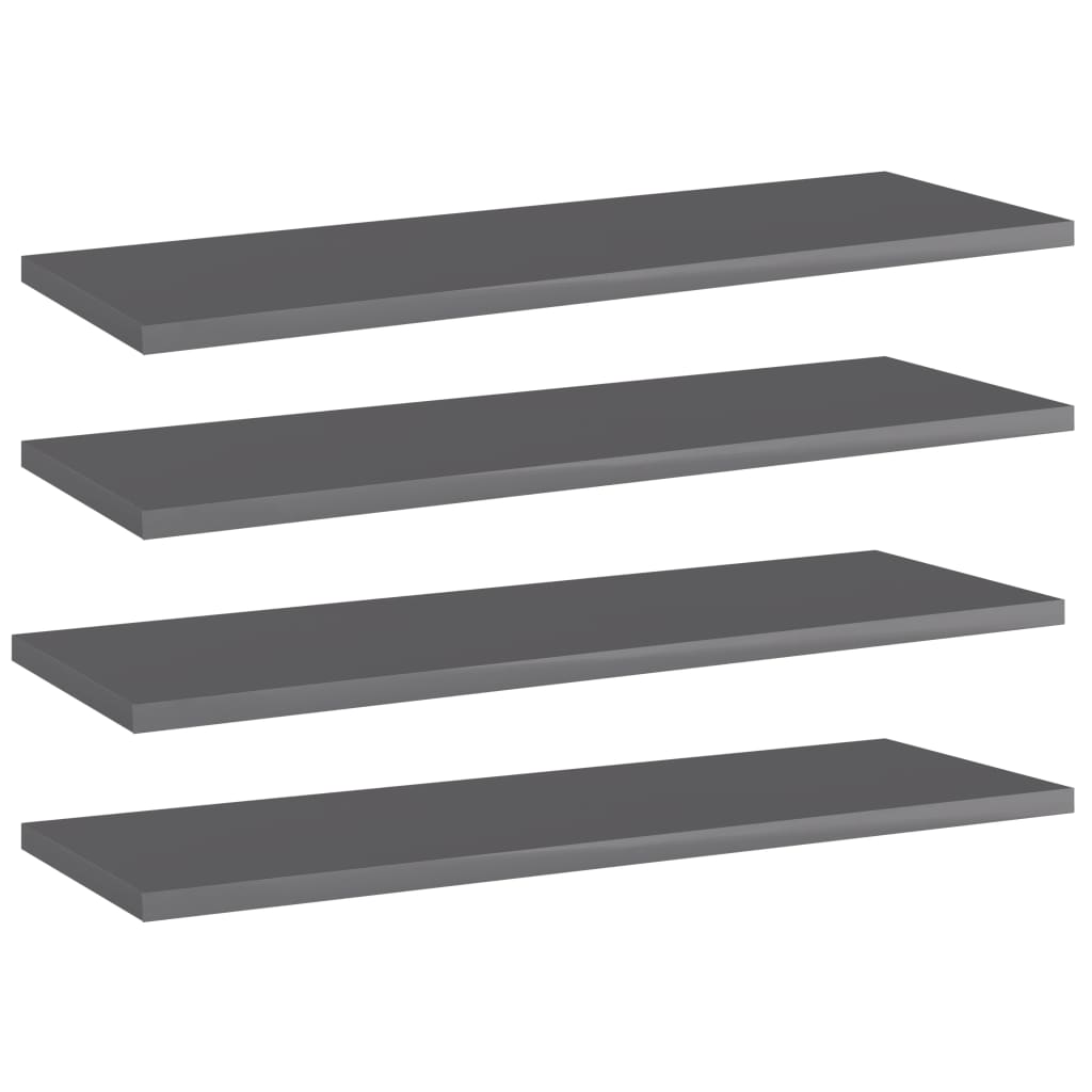 Bücherregal-Bretter 4 Stk. Hochglanz-Grau 60x20x1,5 cm