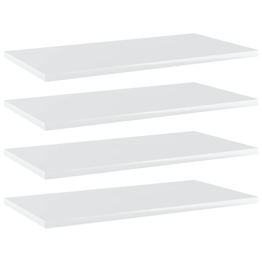 Bücherregal-Bretter 4 Stk. Hochglanz-Weiß 60x30x1,5 cm