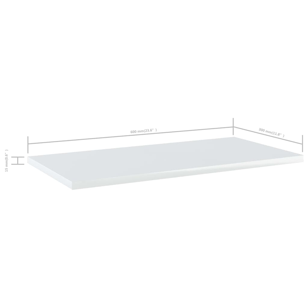 Bücherregal-Bretter 4 Stk. Hochglanz-Weiß 60x30x1,5 cm