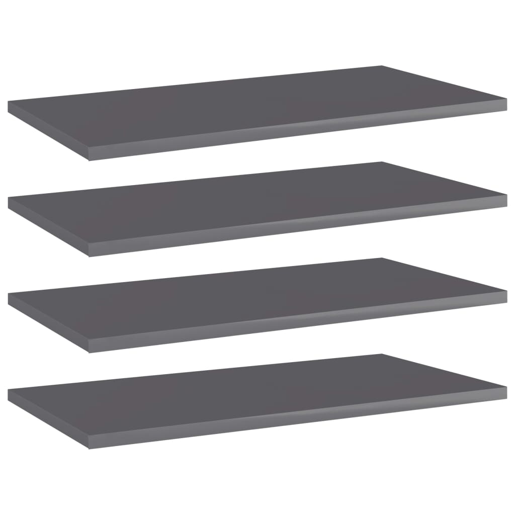 Bücherregal-Bretter 4 Stk. Hochglanz-Grau 60x30x1,5 cm