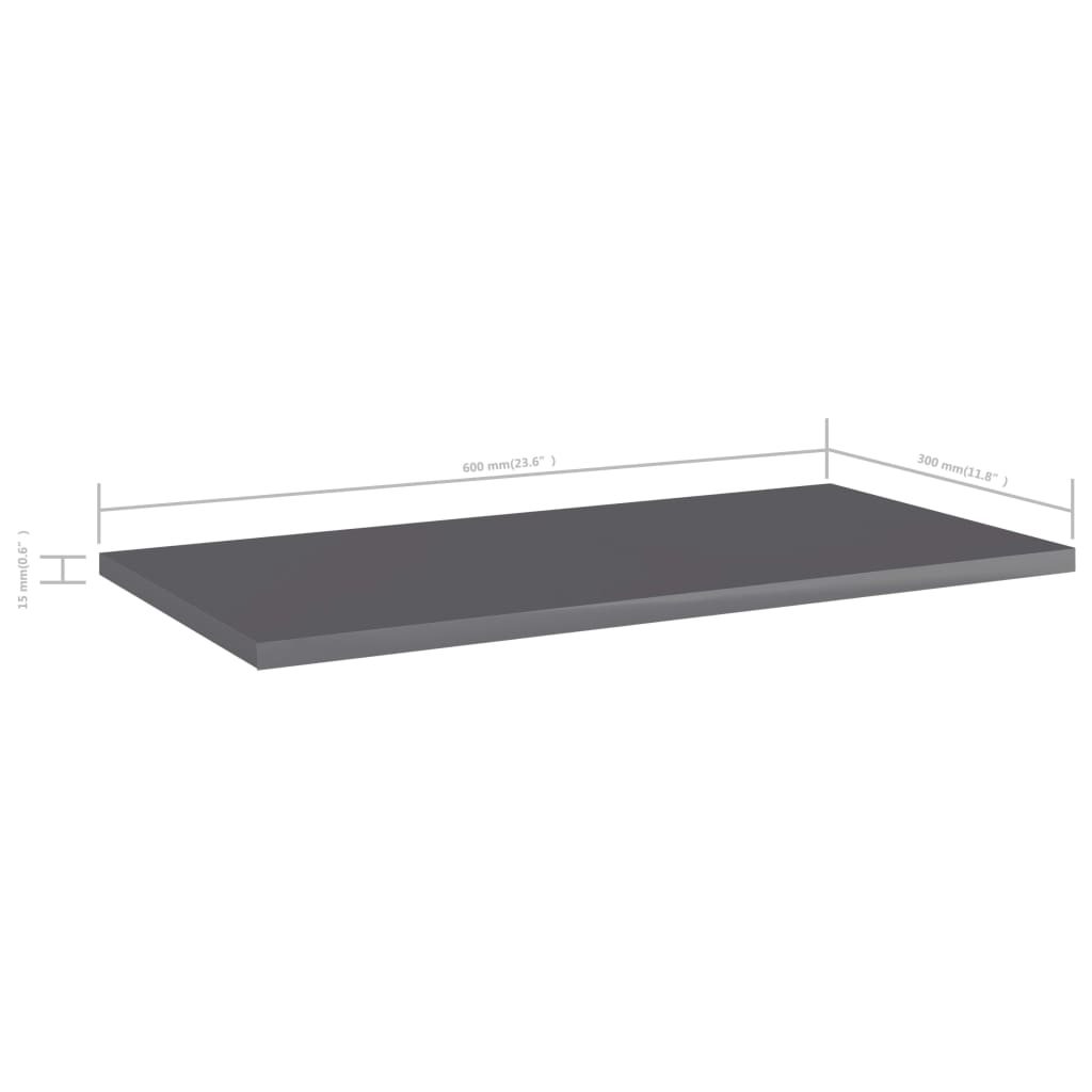 Bücherregal-Bretter 4 Stk. Hochglanz-Grau 60x30x1,5 cm