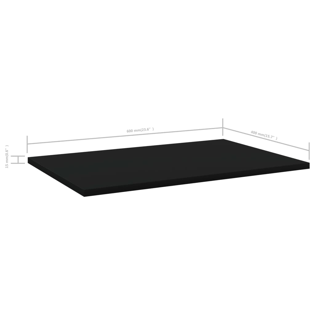 Bücherregal-Bretter 8 Stk. Schwarz 60x40x1,5 cm Holzwerkstoff