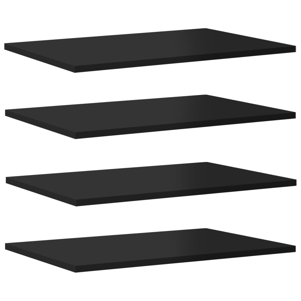 Bücherregal-Bretter 4 Stk. Hochglanz-Schwarz 60x40x1,5 cm