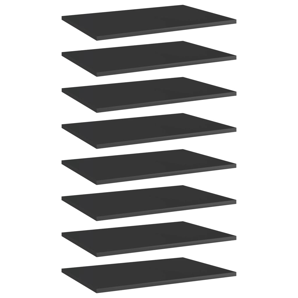 Bücherregal-Bretter 8 Stk. Hochglanz-Schwarz 60x40x1,5 cm