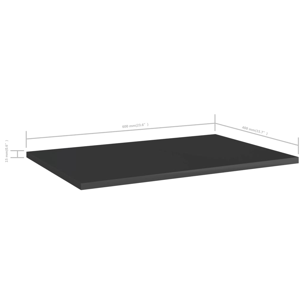Bücherregal-Bretter 8 Stk. Hochglanz-Schwarz 60x40x1,5 cm