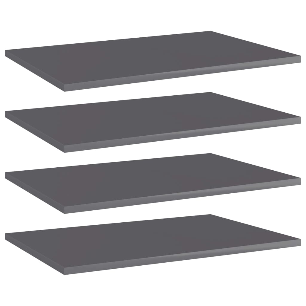 Bücherregal-Bretter 4 Stk. Hochglanz-Grau 60x40x1,5 cm