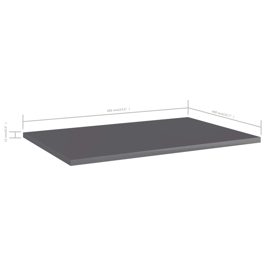 Bücherregal-Bretter 4 Stk. Hochglanz-Grau 60x40x1,5 cm