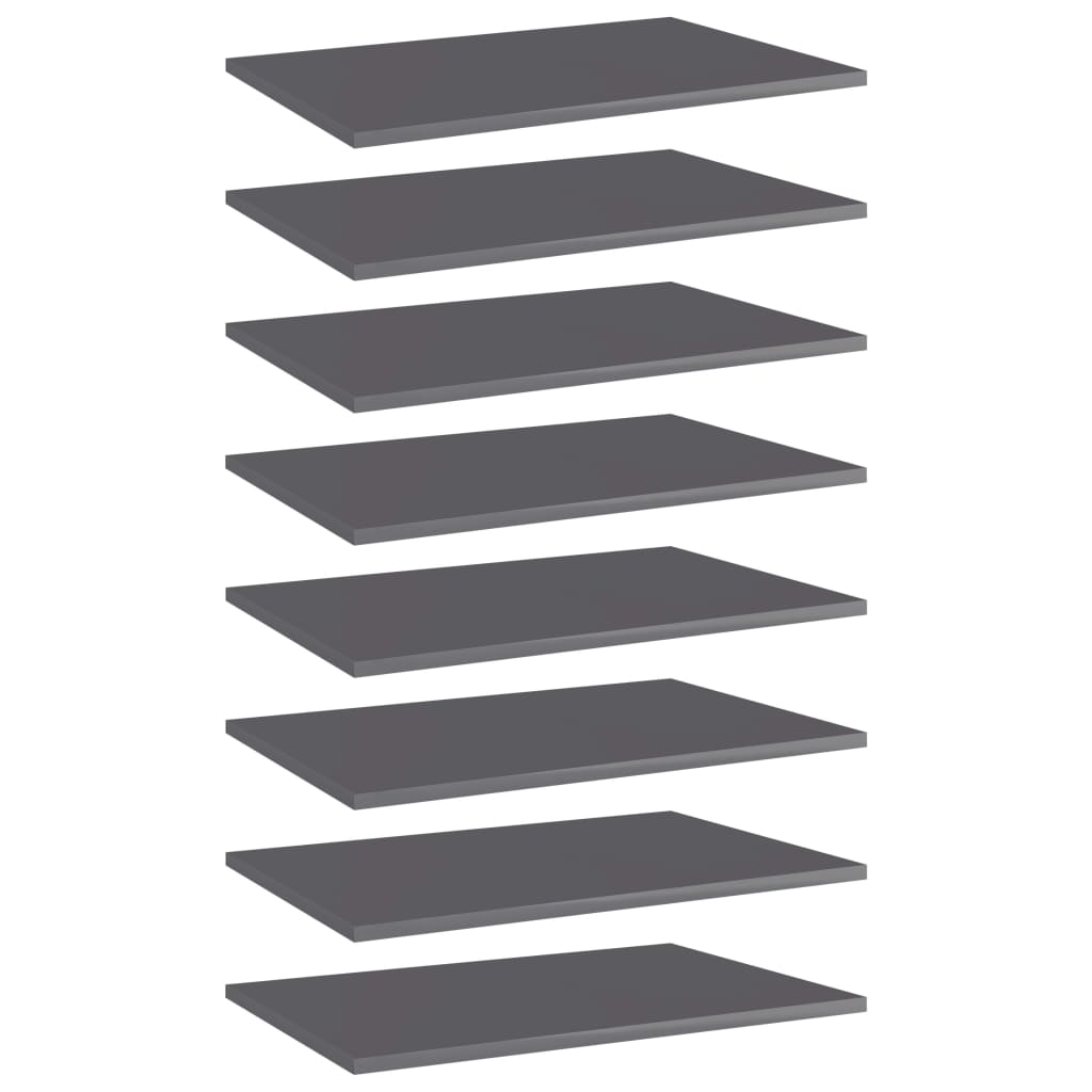 Bücherregal-Bretter 8 Stk. Hochglanz-Grau 60x40x1,5 cm