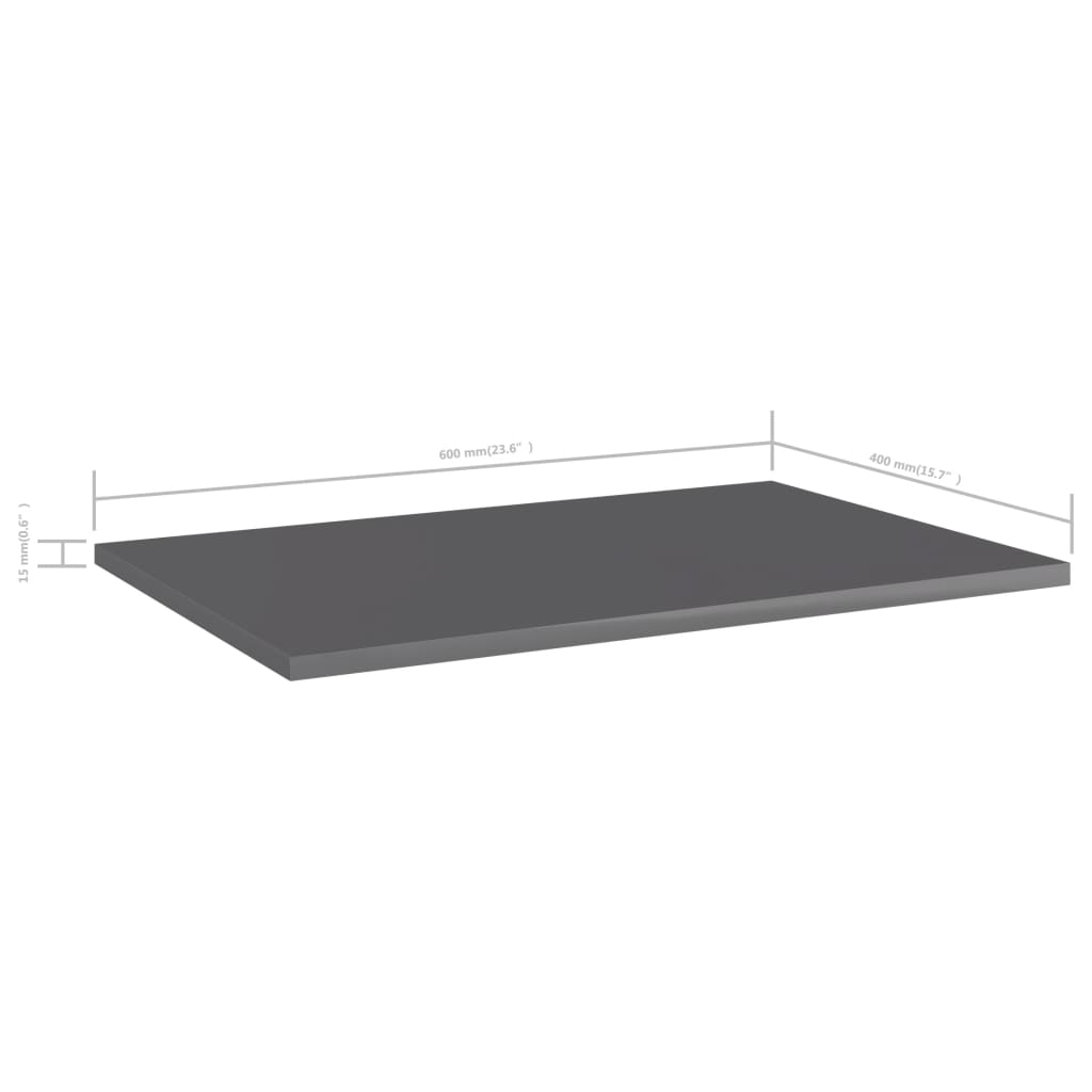 Bücherregal-Bretter 8 Stk. Hochglanz-Grau 60x40x1,5 cm