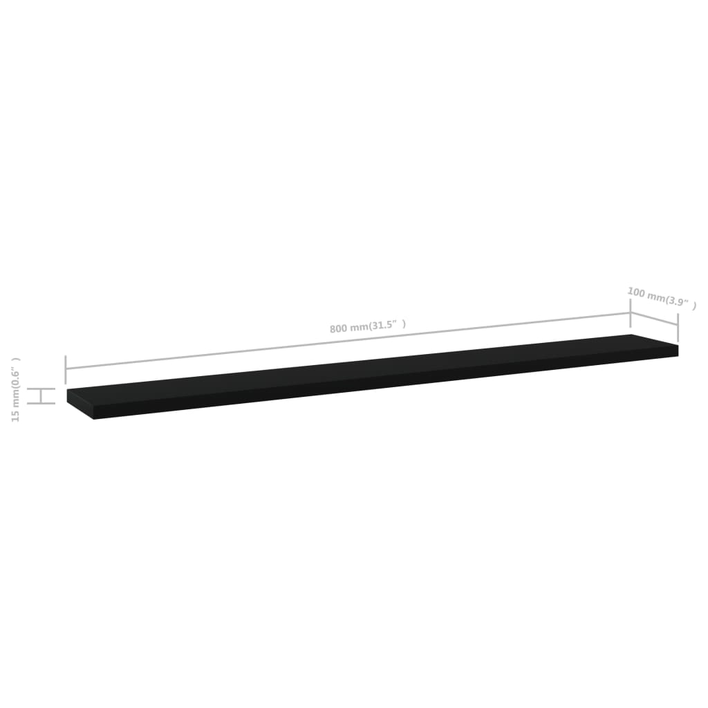 Bücherregal-Bretter 4 Stk. Schwarz 80x10x1,5 cm Holzwerkstoff