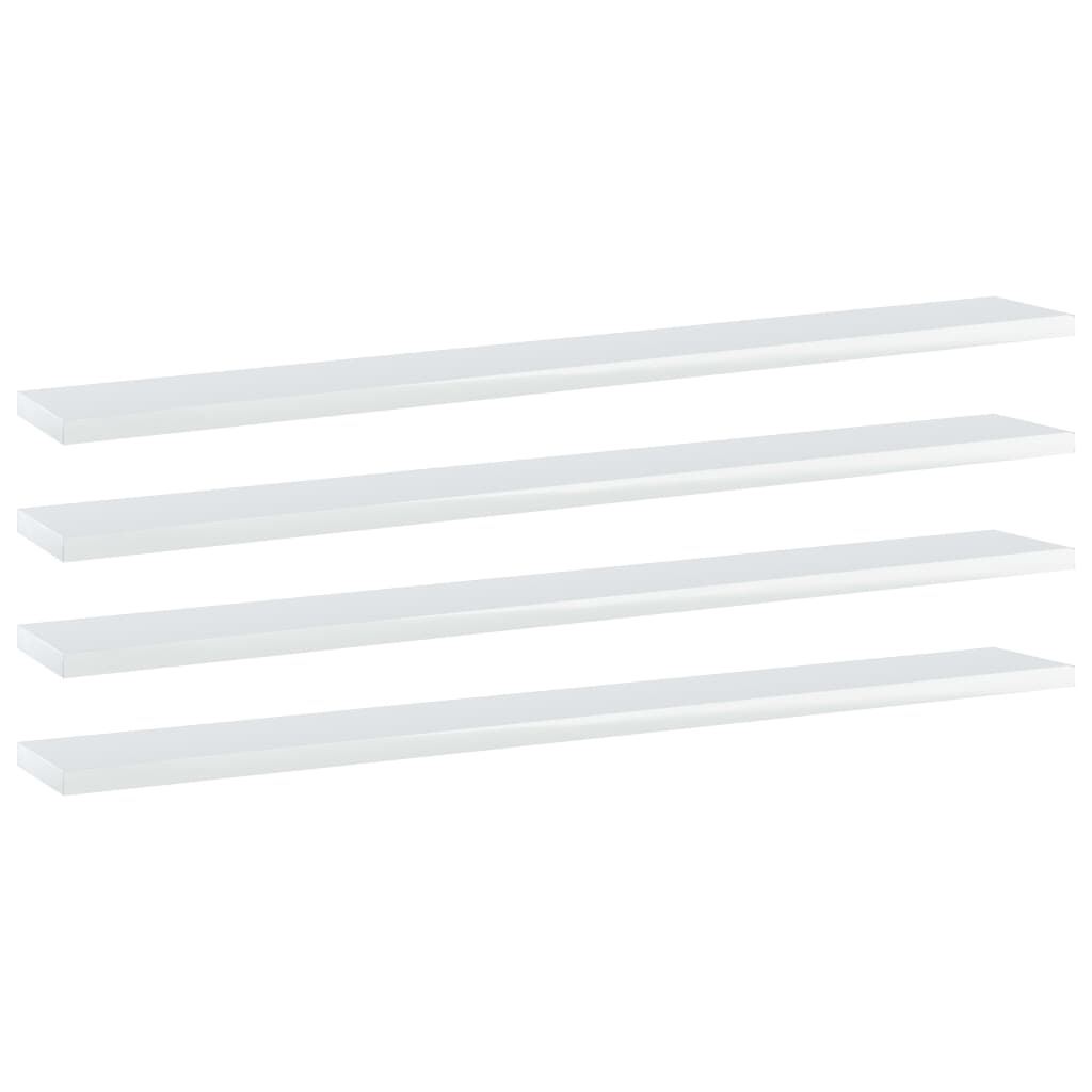 Bücherregal-Bretter 4 Stk. Hochglanz-Weiß 80x10x1,5 cm