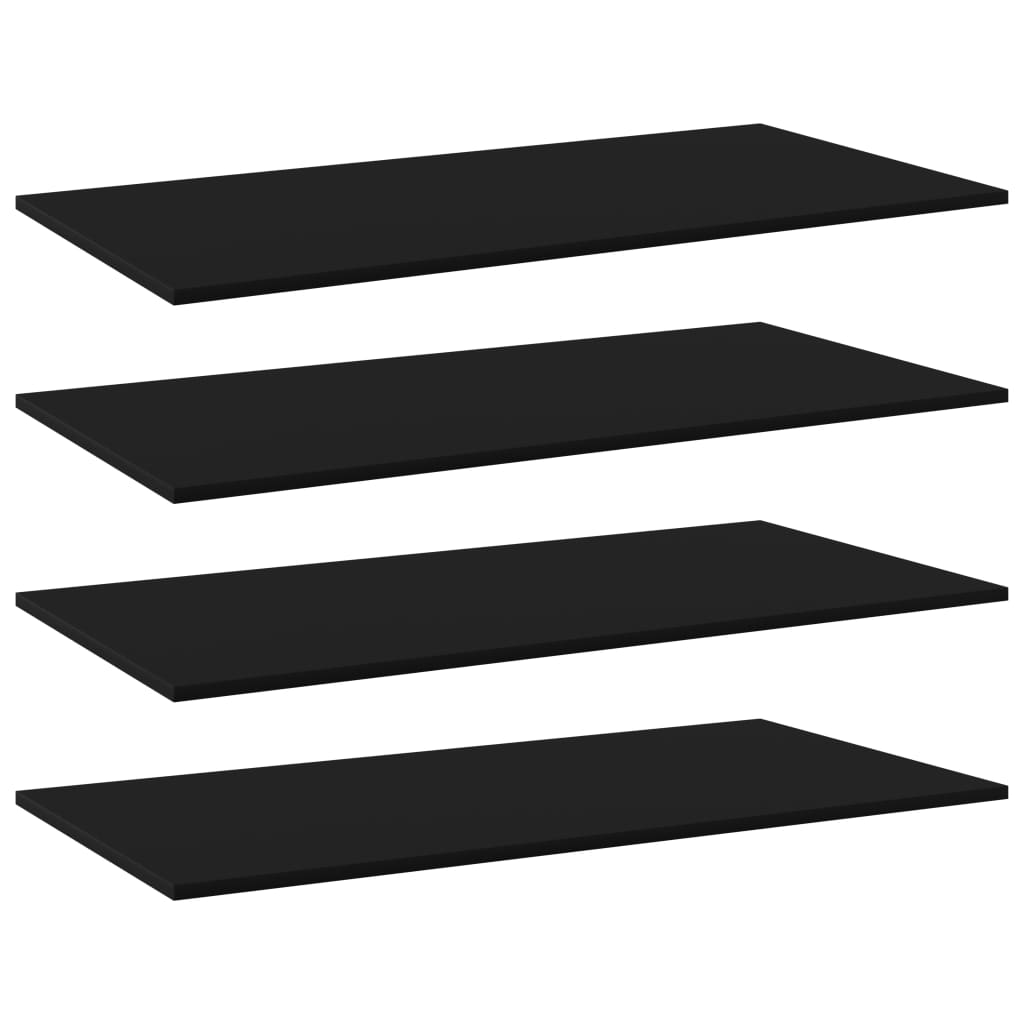 Bücherregal-Bretter 4 Stk. Schwarz 80x20x1,5 cm Holzwerkstoff