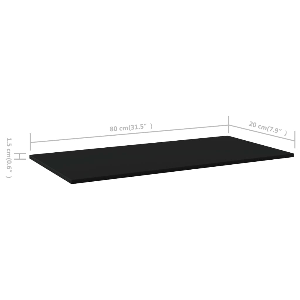 Bücherregal-Bretter 4 Stk. Schwarz 80x20x1,5 cm Holzwerkstoff