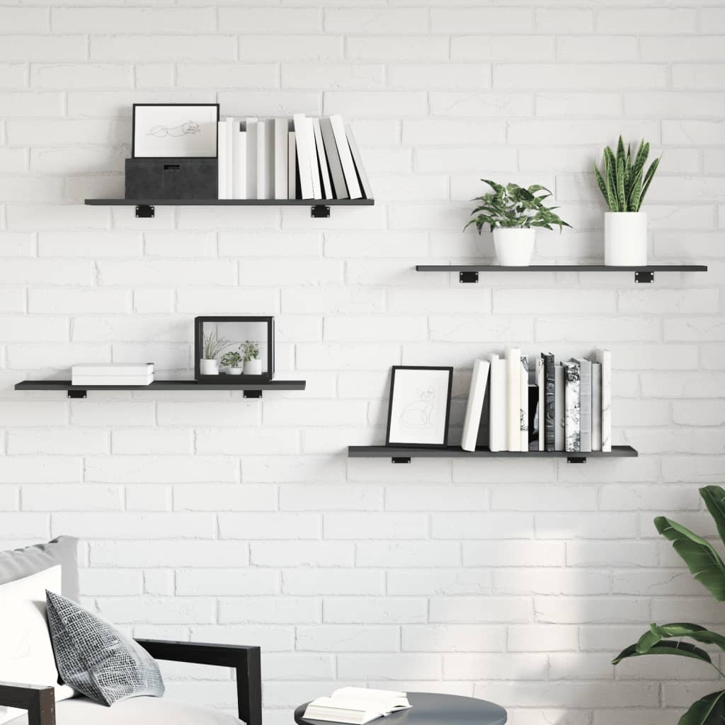 Bücherregal-Bretter 4 Stk. Grau 80x20x1,5 cm Holzwerkstoff