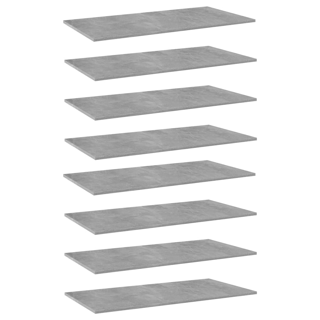 Bücherregal-Bretter 8 Stk. Betongrau 80x20x1,5 cm Holzwerkstoff