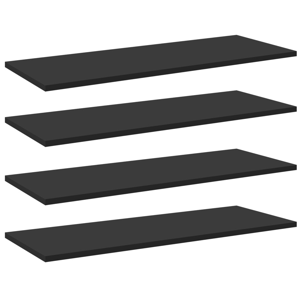 Bücherregal-Bretter 4 Stk. Schwarz 80x30x1,5 cm Holzwerkstoff