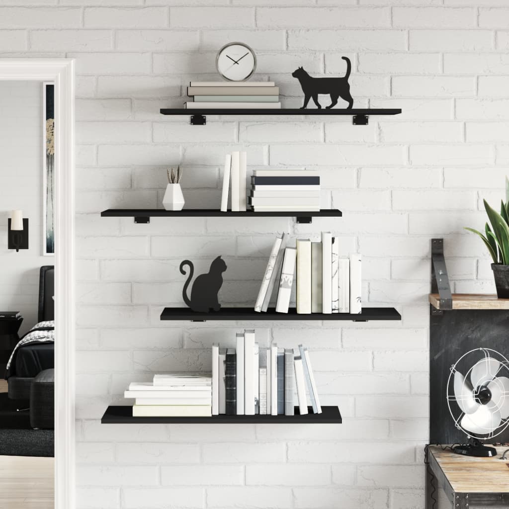 Bücherregal-Bretter 4 Stk. Schwarz 80x30x1,5 cm Holzwerkstoff