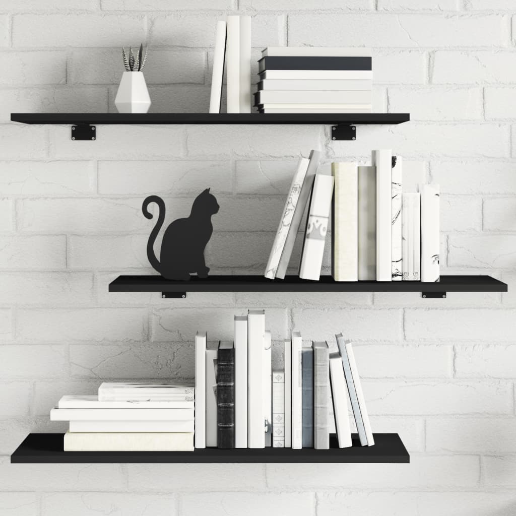 Bücherregal-Bretter 4 Stk. Schwarz 80x30x1,5 cm Holzwerkstoff