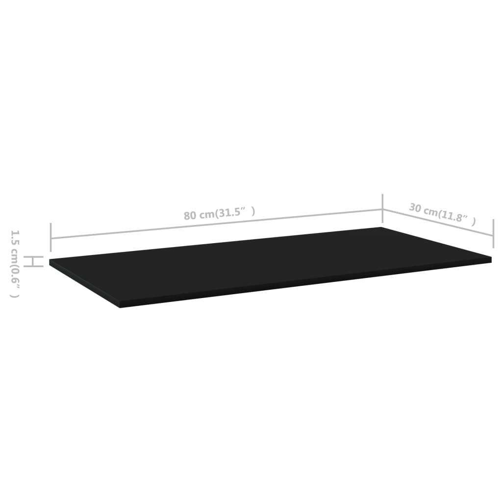 Bücherregal-Bretter 8 Stk. Schwarz 80x30x1,5 cm Holzwerkstoff