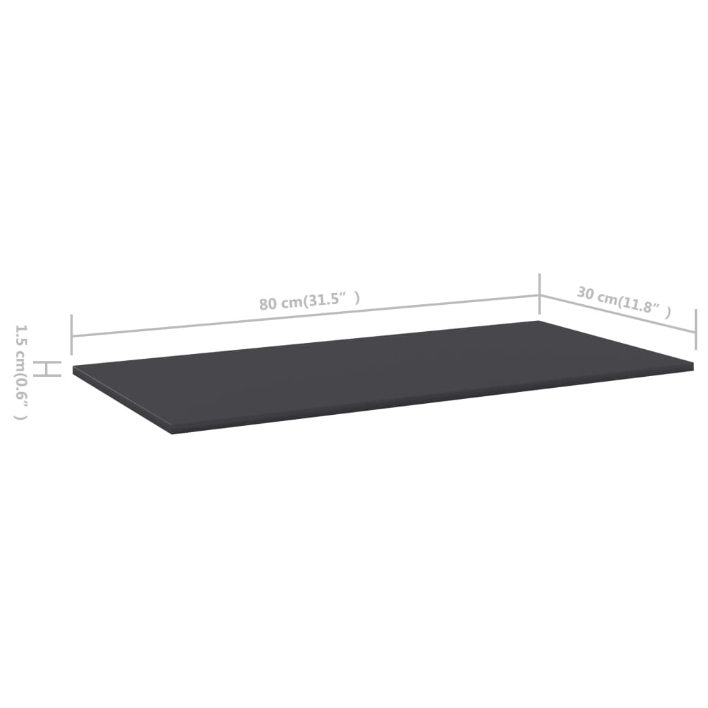 Bücherregal-Bretter 4 Stk. Grau 80x30x1,5 cm Holzwerkstoff