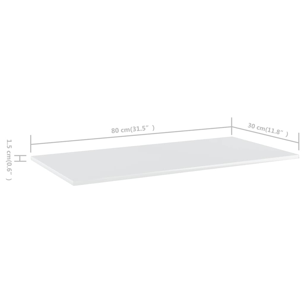 Bücherregal-Bretter 4 Stk. Hochglanz-Weiß 80x30x1,5 cm