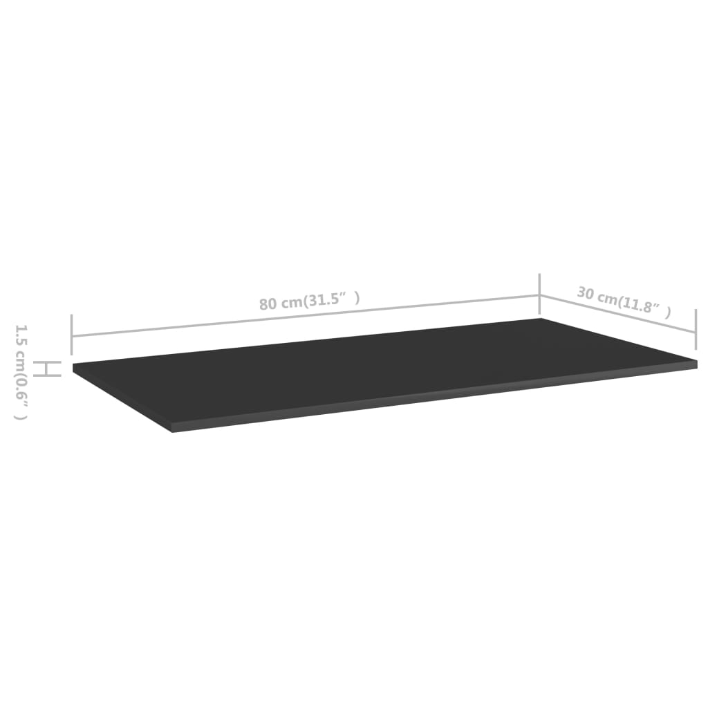 Bücherregal-Bretter 4 Stk. Hochglanz-Schwarz 80x30x1,5 cm