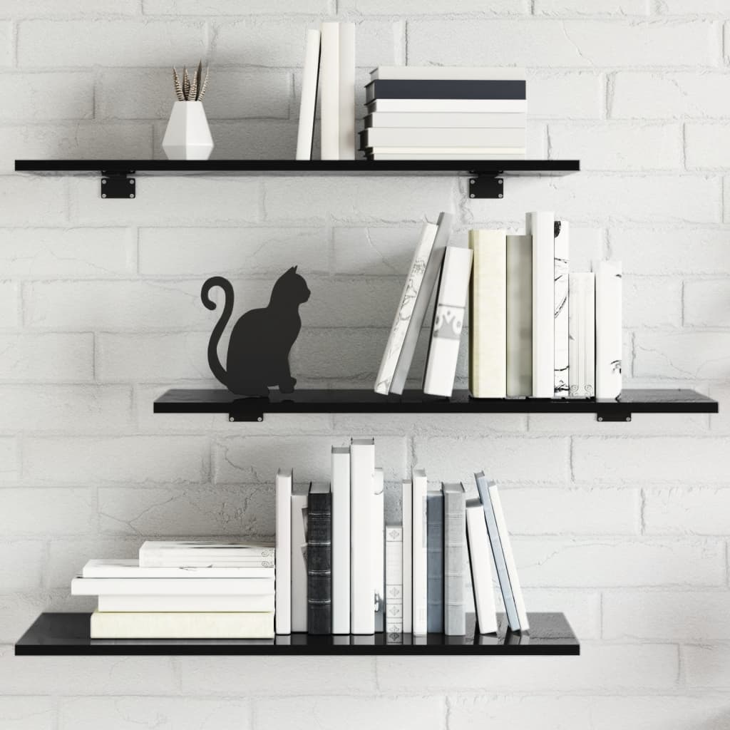 Bücherregal-Bretter 8 Stk. Hochglanz-Schwarz 80x30x1,5 cm